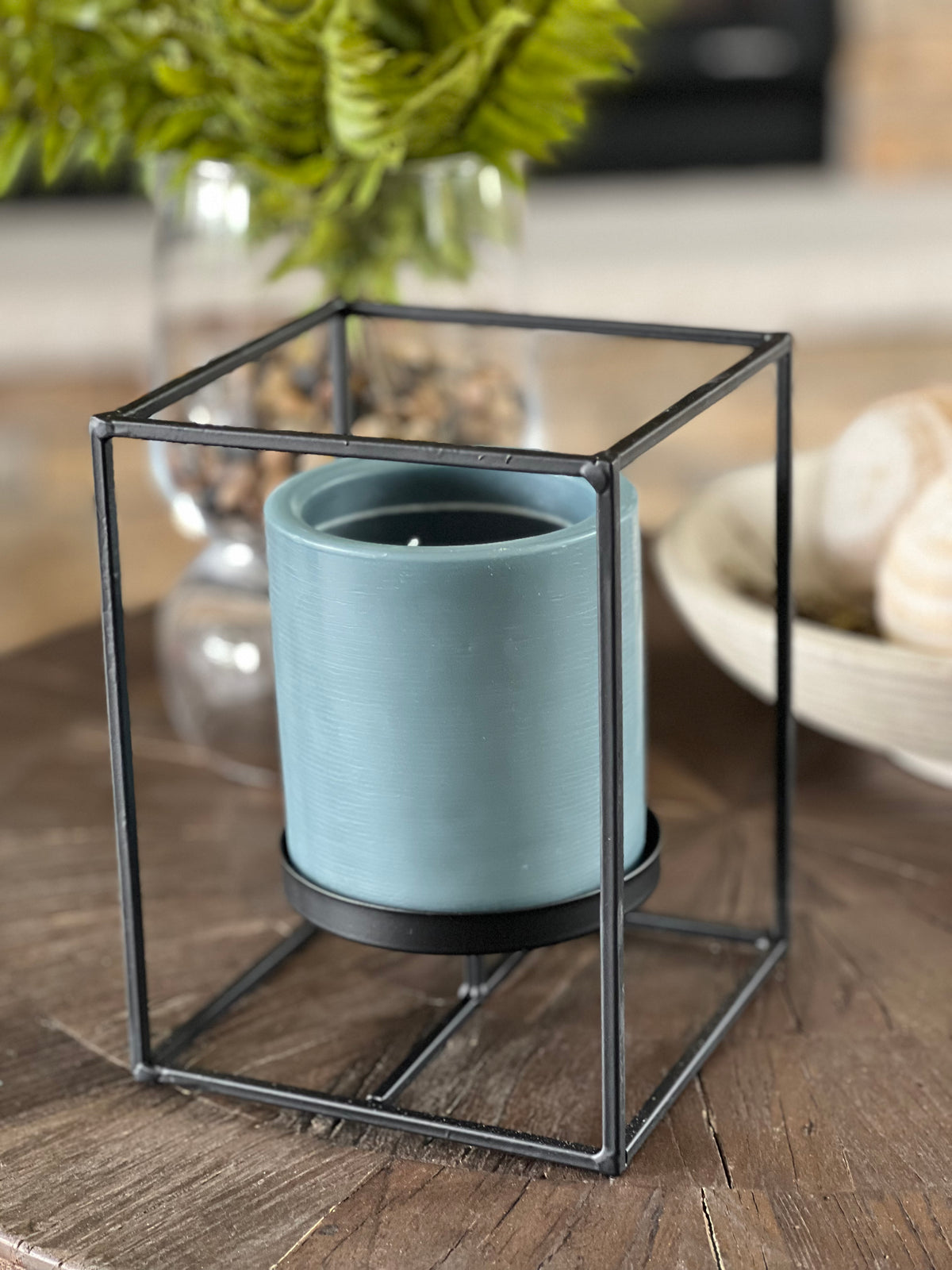 Rustic Metal Box Frame Pillar Candleholder